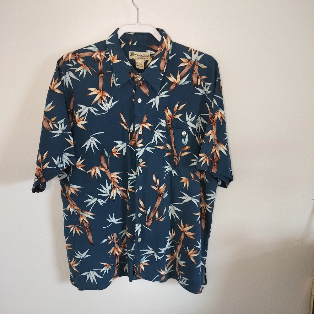 Mens Blackpoint Sportwear Hawaiian Short Sleeve Shirt‎ Blue Size L Tropical
